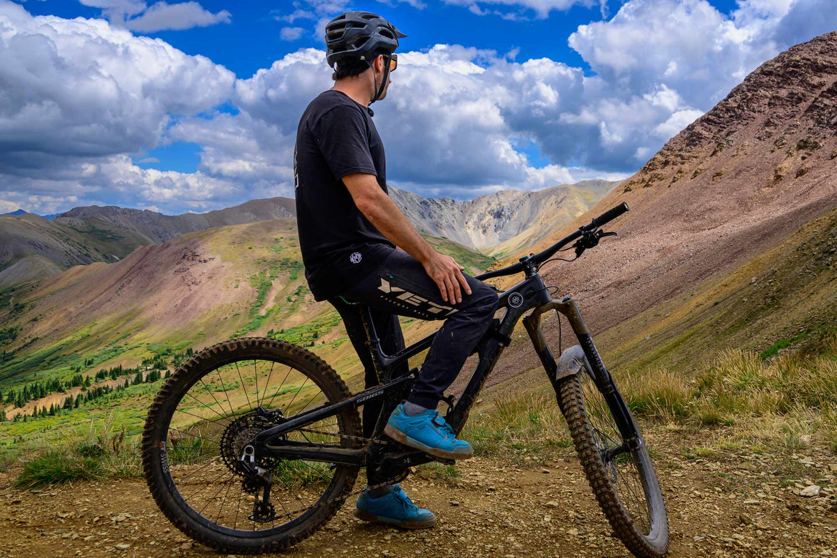 A rider on an alpine trail