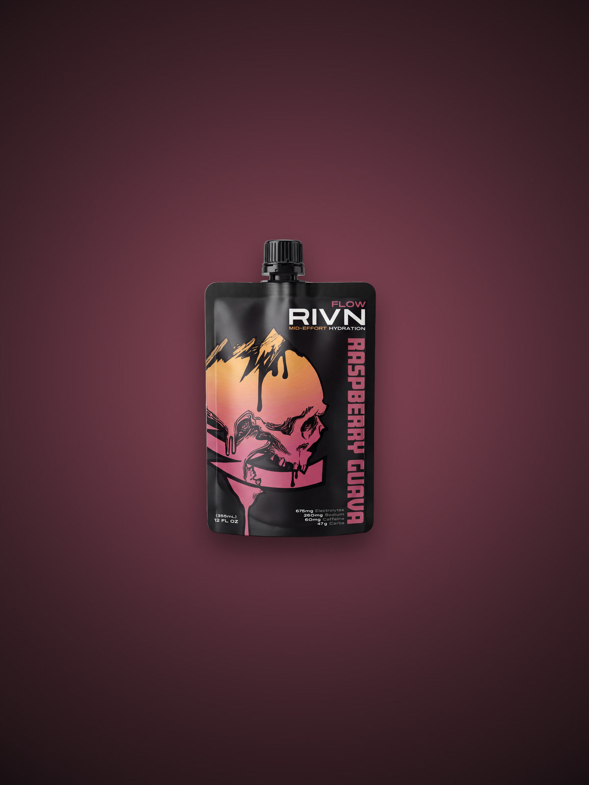 FLOW pouch, Raspberry Guava, on raspberry red